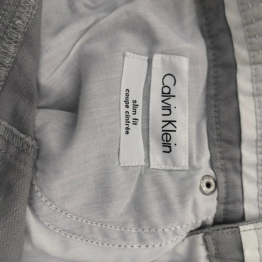 Calvin Klein Mens Slim Fit Grey Cotton Chino Pants 30x30 5-Pocket Trousers